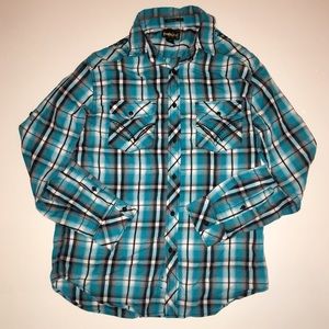 Men’s Helix Medium Plaid Casual Button Down Shirt